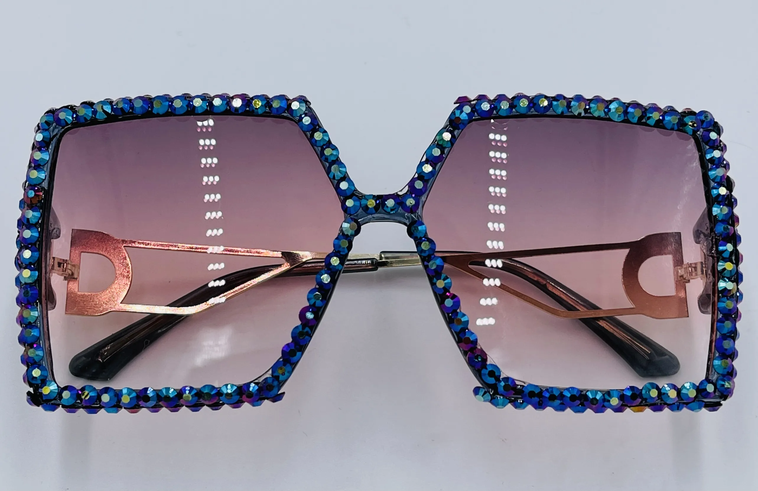 Purple Sparkly Retro Square Sunglasses