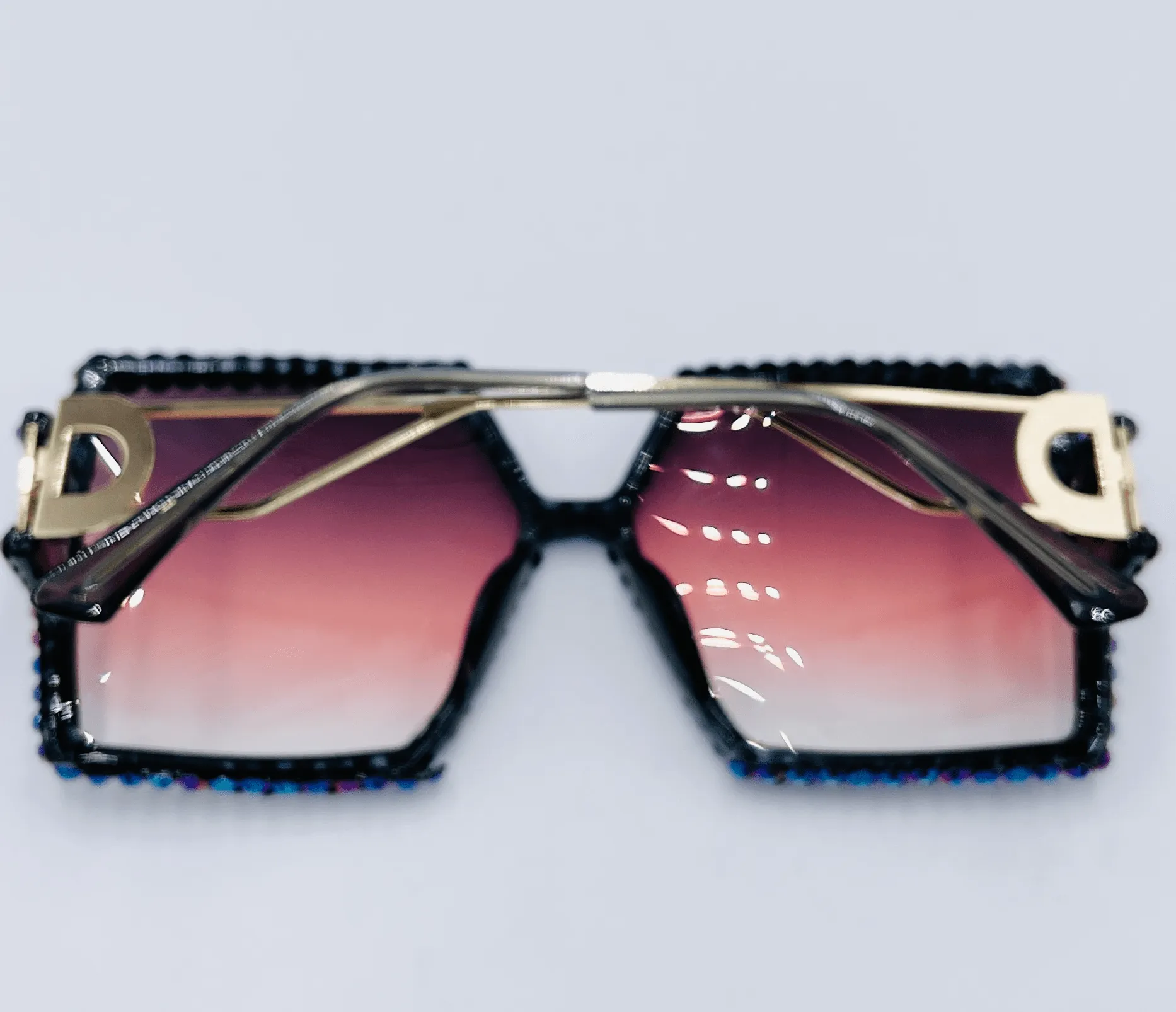 Purple Sparkly Retro Square Sunglasses