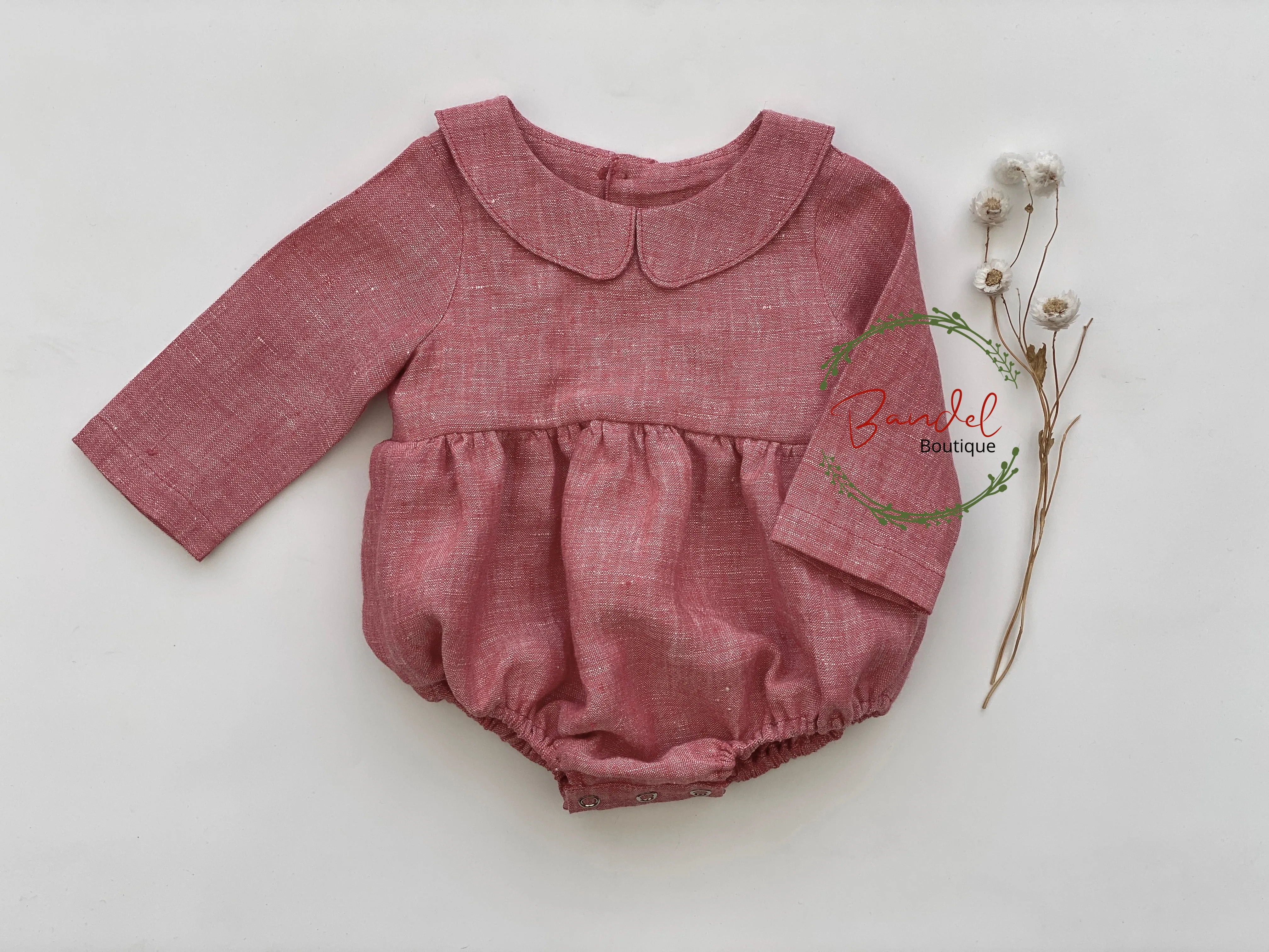 Red Linen Playsuit