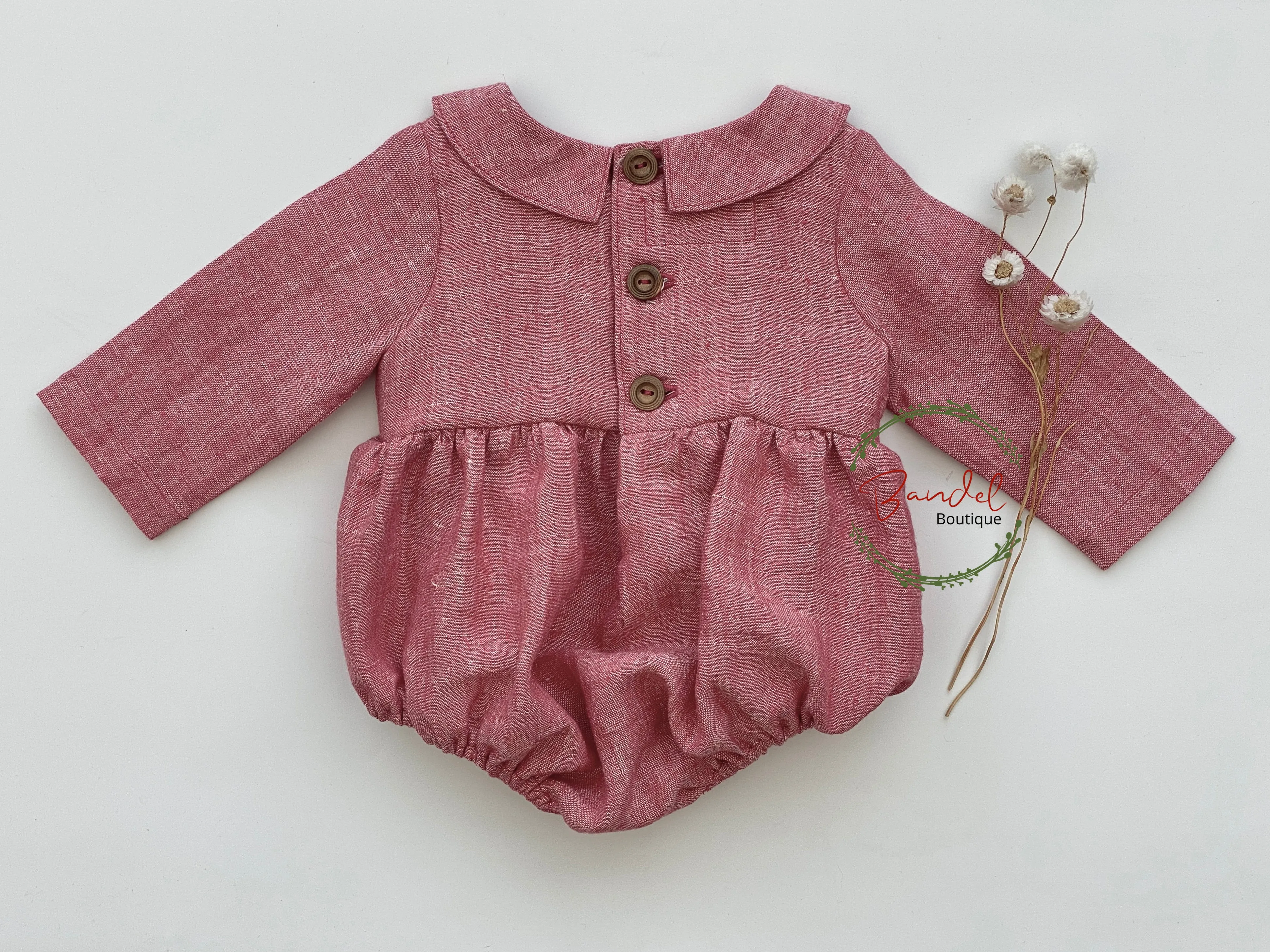 Red Linen Playsuit