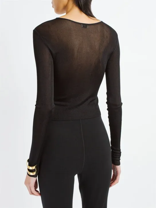 Saint Laurent   Ripped viscose cropped top 