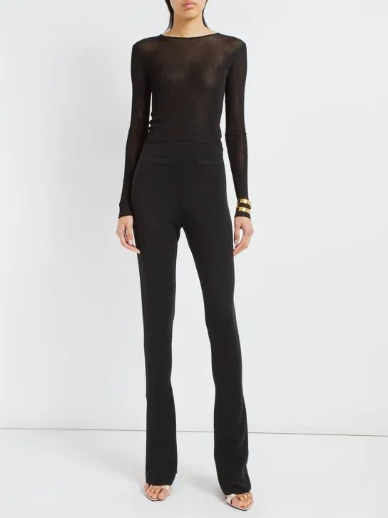 Saint Laurent   Ripped viscose cropped top 