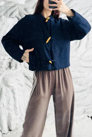 SAMPLE #347 - S Linen Navy Crop Jacket