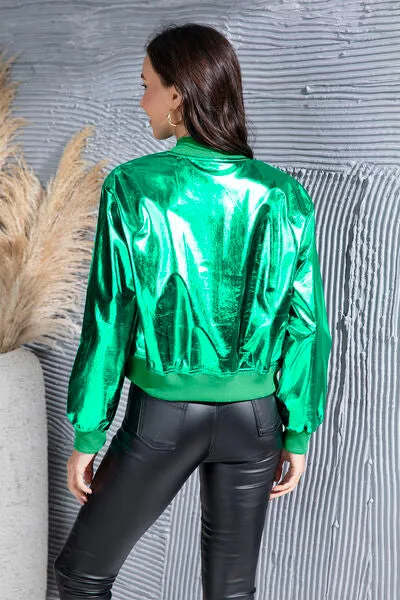 Snap Pocketed Cropped Jacket