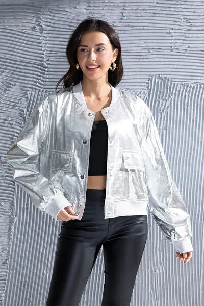 Snap Pocketed Cropped Jacket