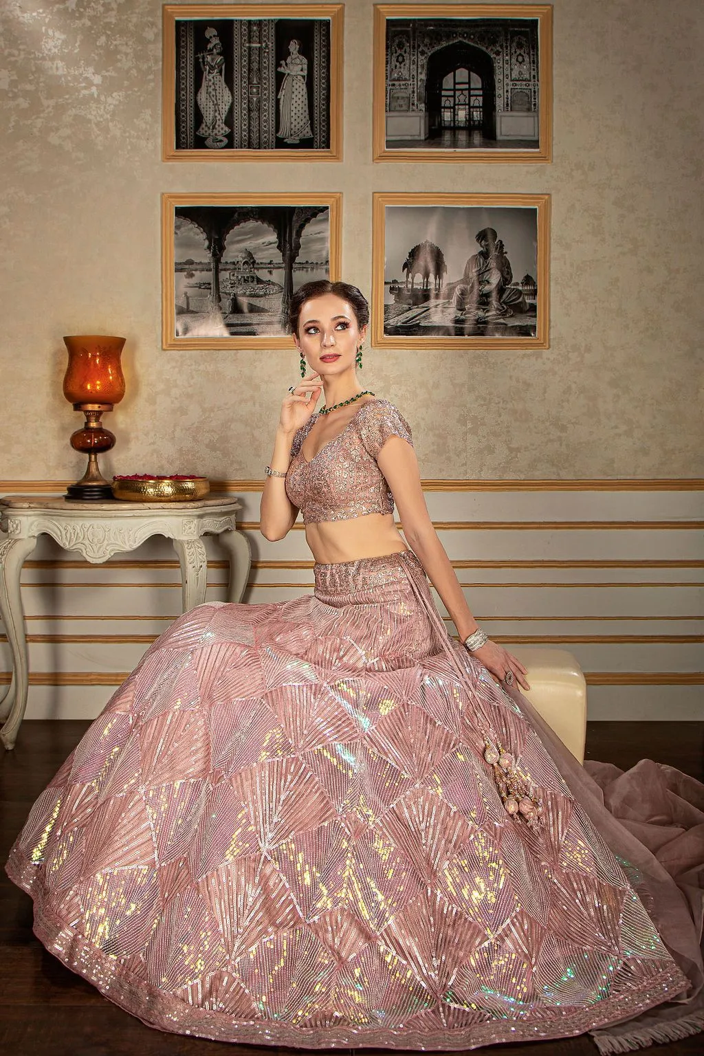 Trendy embroidered top and skirt