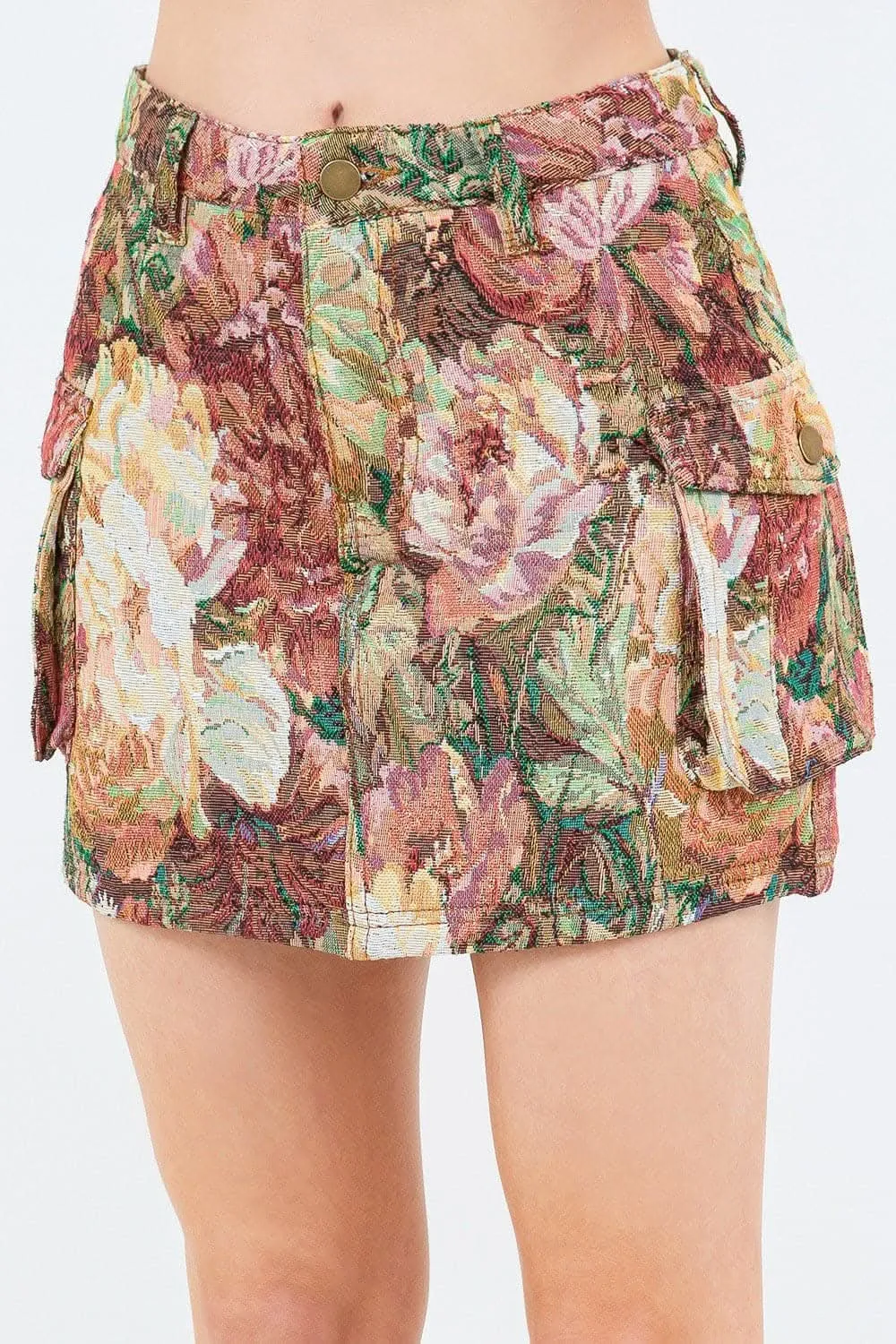 Trendy jacquard cargo skirt