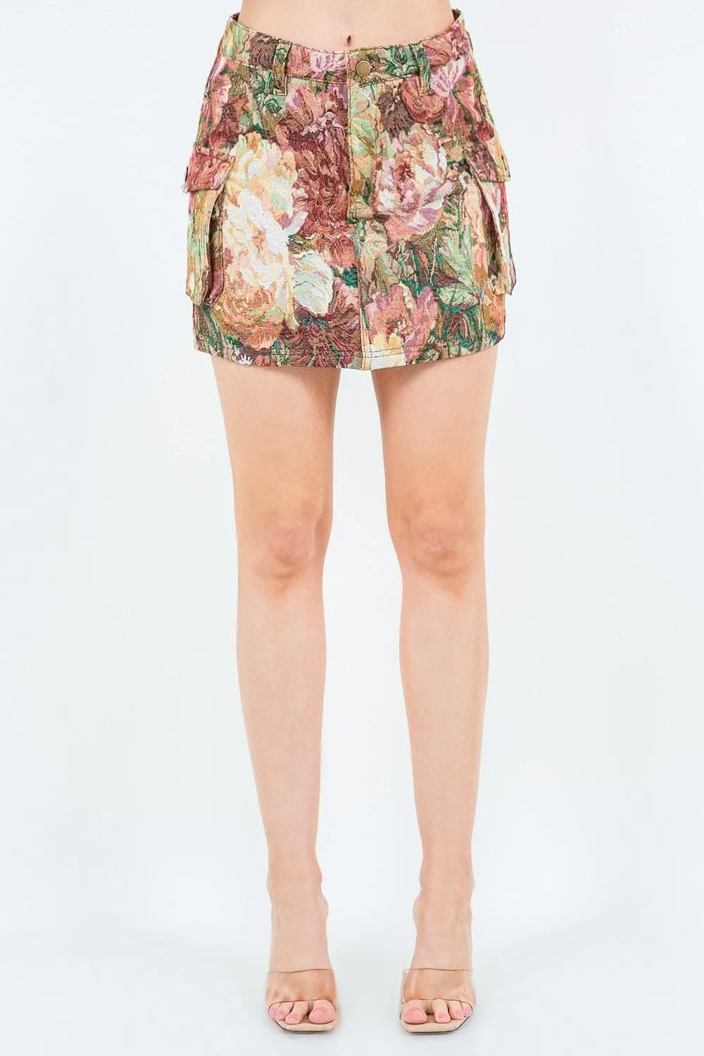 Trendy jacquard cargo skirt