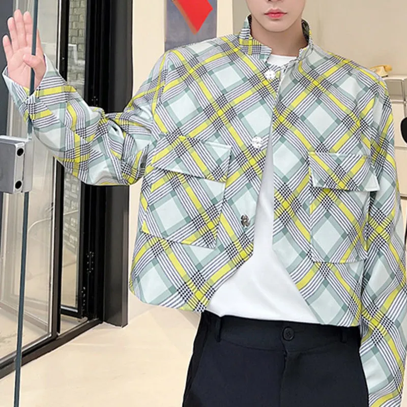 Twill Check Cropped Jacket Blazer