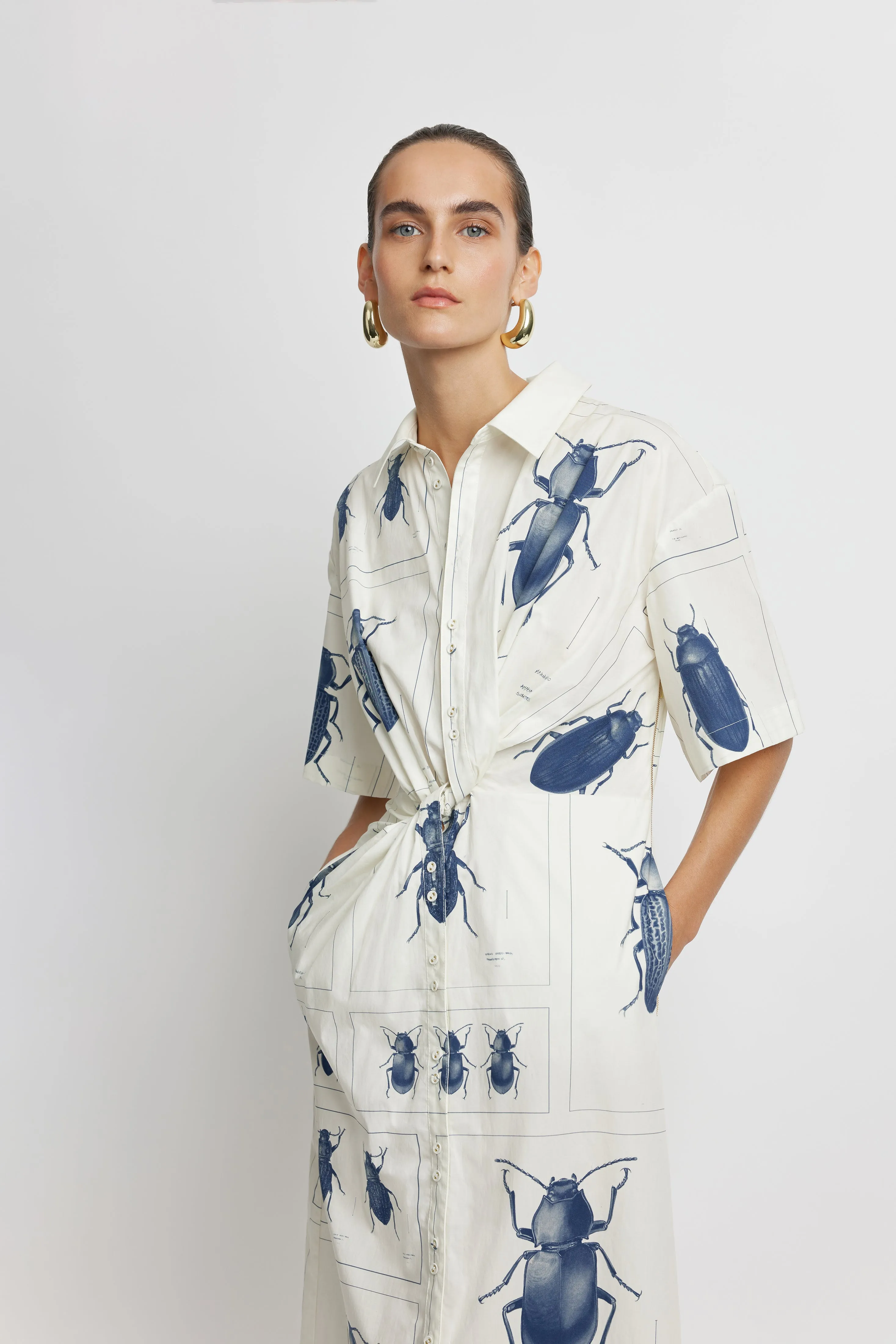 Twisted Beetle Shirt Dress - Beetle Print