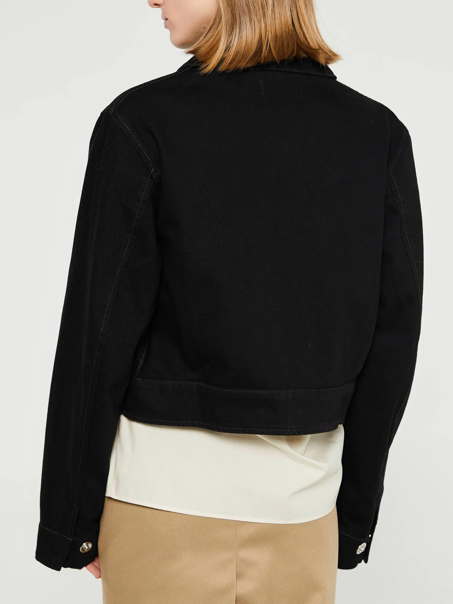 Two Pocket Cropped Jacket in Black