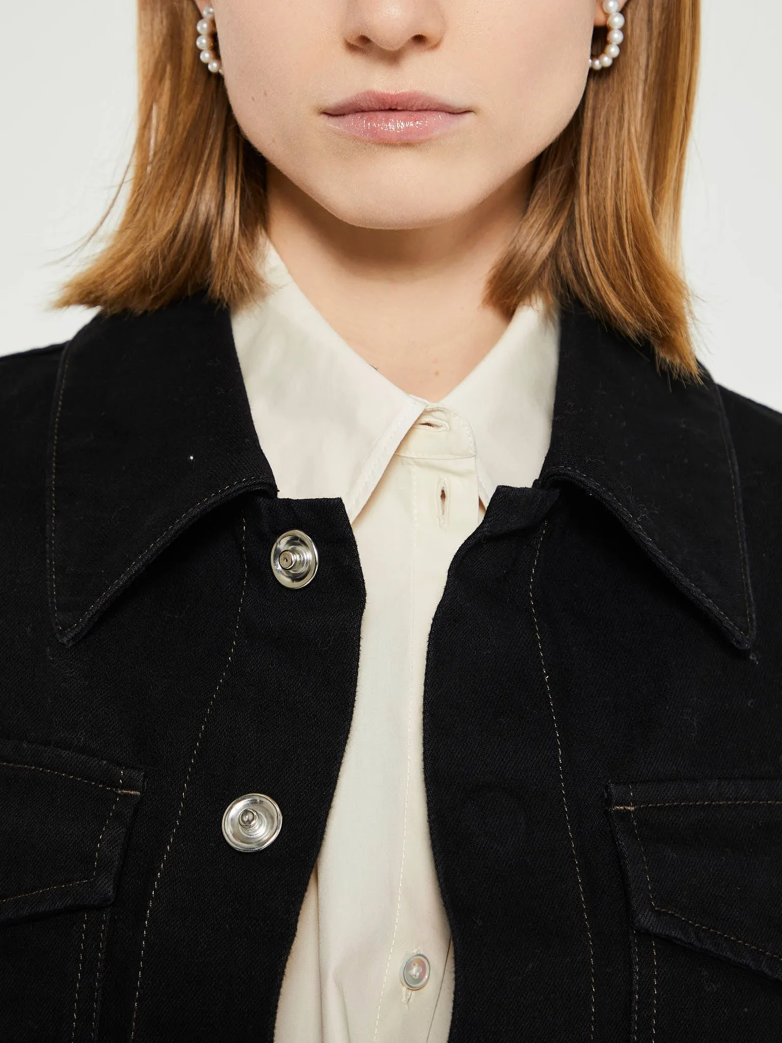 Two Pocket Cropped Jacket in Black