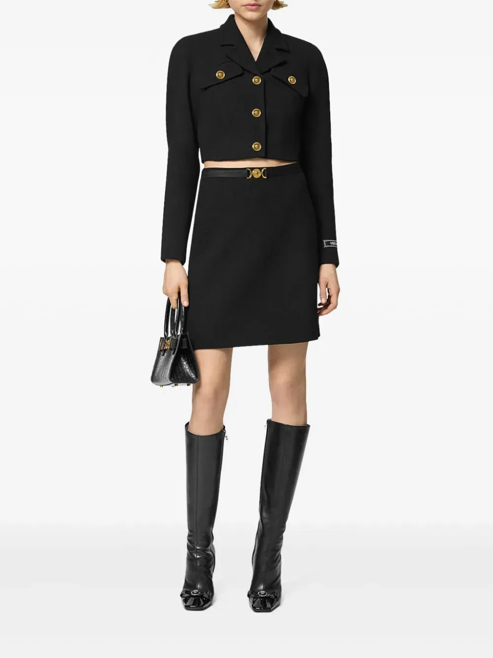 Versace Black Wool Cropped Jacket