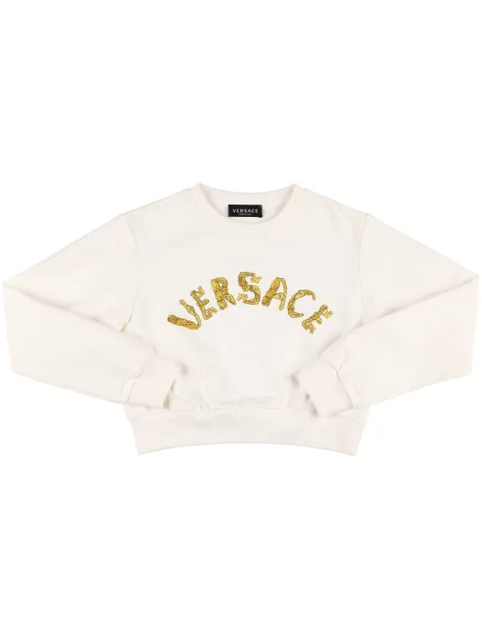 Versace   Cropped cotton sweatshirt w/ logo 