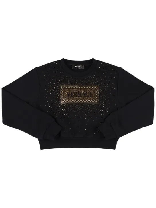 Versace   Embellished cotton cropped sweatshirt 