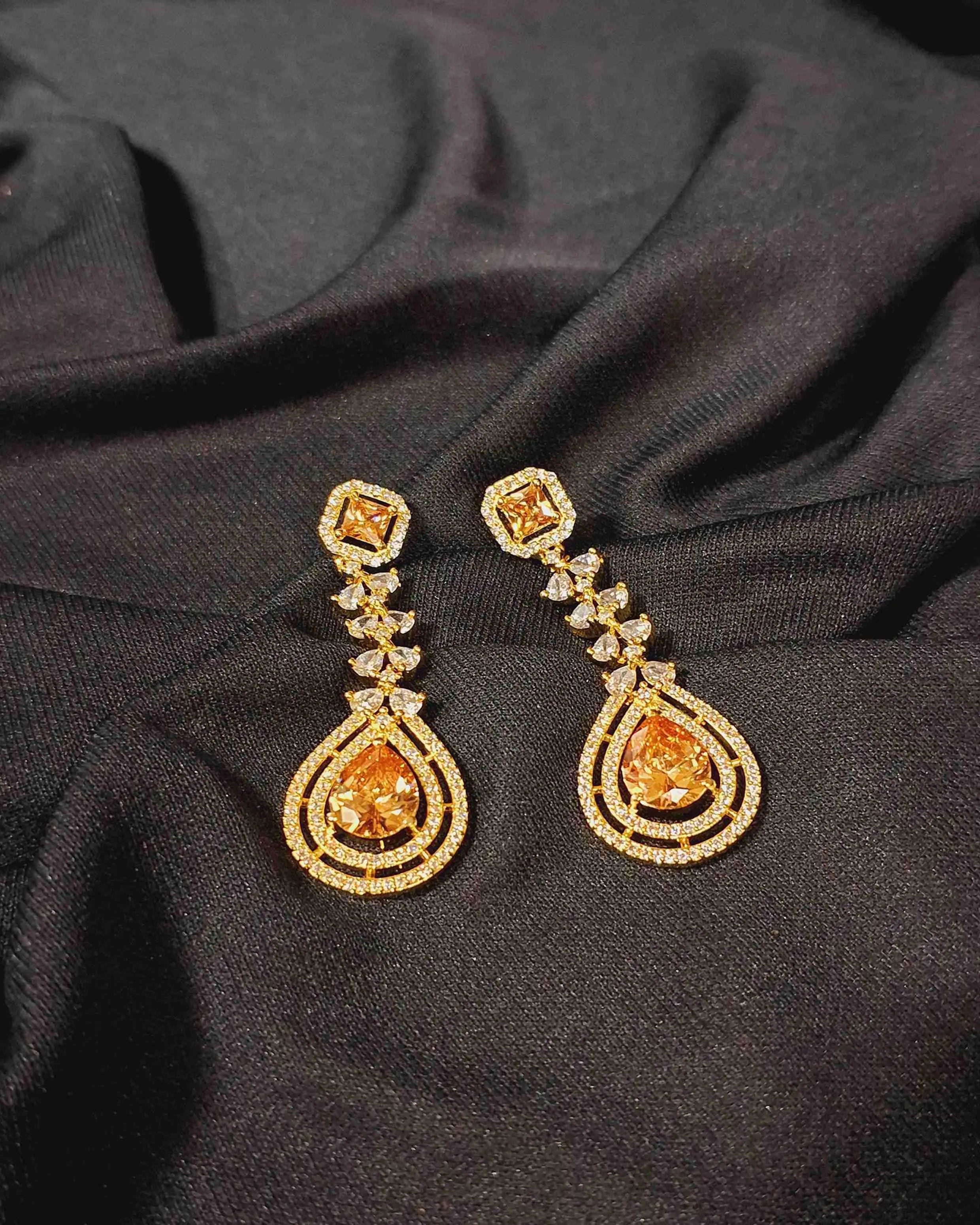 Zevarly Champagne AD Earrings