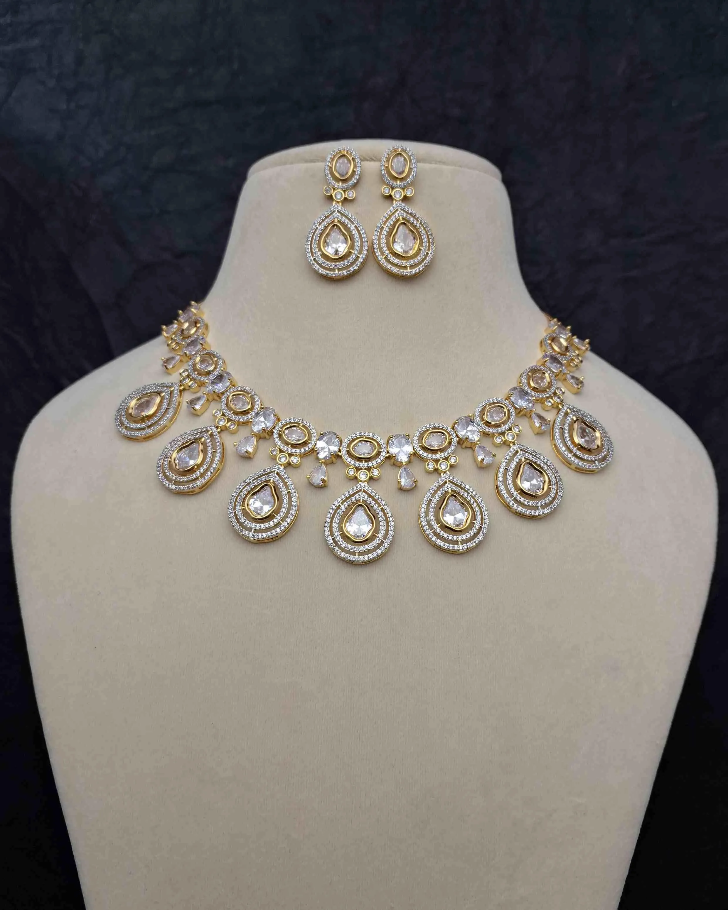 Zevarly Chitralekha CZ Necklace Set