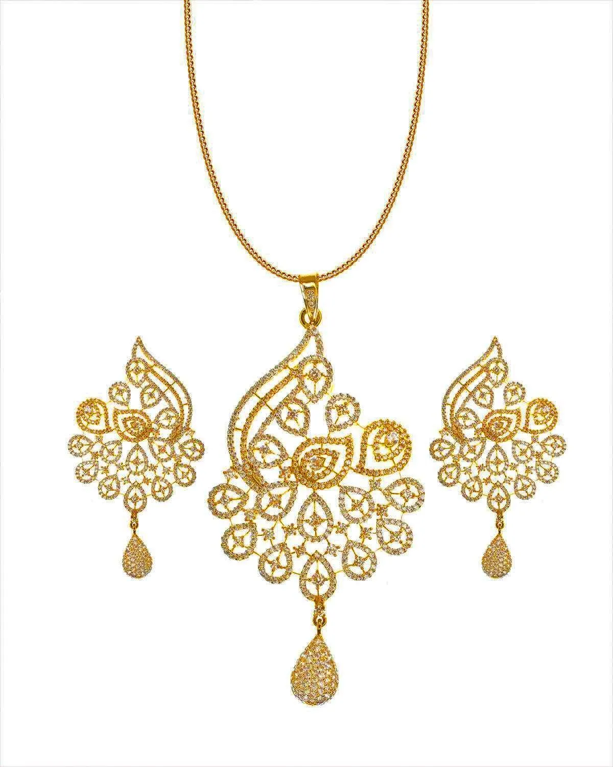 Zevarly Maurina Floral Ad Pendant Set