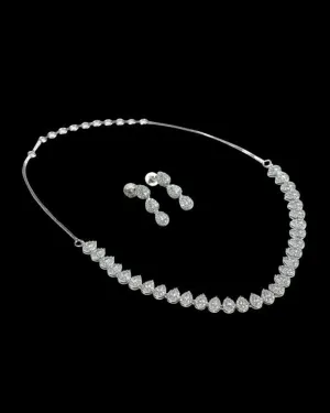 Zevarly Rhodium-Plated Cubic Zirconia-Studded Jewellery Set